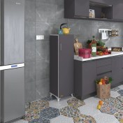 Resim Kenzlife mutfak dolabı mine 128*030*032 gri kapaklı ayaklı banyo evrak ofis kitaplık ayakkabılık kiler 