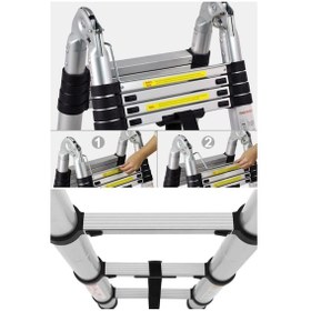 Resim Ebax 2.5+2.5 5 Metre 8+8 Basamak 16 Basamak Çift Yönlü Alüminyum Teleskopik Merdiven 