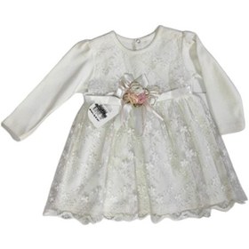 Resim kız bebek elbise beyaz dantelli no 15 Beyaz 