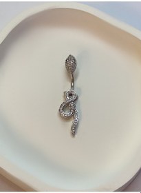 Resim Kadın Yılan Ve Sonsuzluk Model Çelik Piercing Gümüş 