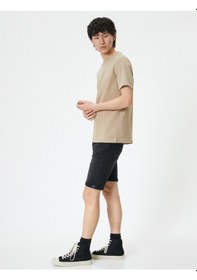 Resim Koton Yırtık Kot Şort Bermuda Slim Fit Katlı Paça Düğmeli Siyah 4sam40314nd Siyah 
