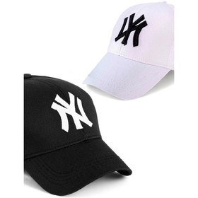 Resim Unisex 2'li Set Ny Siyah Renk Beyaz Logo Ve Beyaz Renk New York Beyzbol Şapka - Unisex Siyah - Beyaz 
