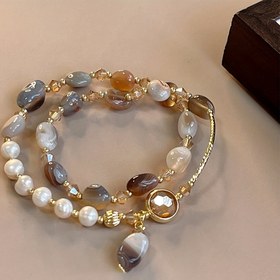 Resim Bohem tarzı sahte jade boncuklu bilezik sentetik on iki taşla - Kadınlar için vintage tarzlı takılar, partiler, banketler ve hediyeler için mükemmel, tüm mevsimler için aksesuar, parti aksesuarı|Vintage tarzlı bilezik|Sentetik taşlar 