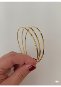 Resim Akfecan Çelik 316l Üçlü Ajda Bilezik 60mm Altın 