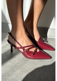 Resim Luvishoes Magra Bordo Rugan Kadın Topuklu Ayakkabı Bordo Rugan 