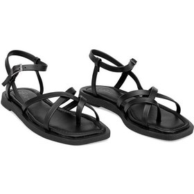 Resim Elit Raveena Kadın Hakiki Deri Ortopedik Düz Sandalet Siyah Siyah 