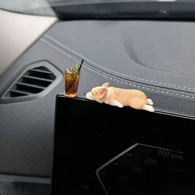 Resim 2 Adet Sevimli Corgi Köpek & İçecek Araba Dekoru - Gerçekçi Uyuyan Yavru Köpek Buzlu Kahve, Buz Çayı, Limonlu Çay Bardakları ile - Araçlar için Gösterge Paneli İç Aksesuarları, Kamyonetler, SUV'ler - Yaratıcı Gösterge Paneli Süslemeleri, Detaylı İşçilik, Yüksek Kaliteli Süslemeler, Hediye Alışverenler 