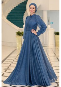Resim Raika Moda Şık Tasarım Tül Kübra Abiye İndigo 
