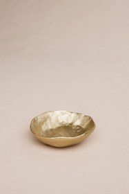 Resim Mat Pirinç Döküm Doku Efektli Yuvarlak Dekoratif Obje Gold 8 cm 