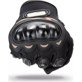 Resim MOONRIDER Probiker Korumalı Motorcu Motosiklet Eldiveni Siyah 