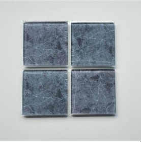 Resim Decorita Cam Bardak Altlığı Gri Mermer Görünümlü 4'lü Takım 10 x 10 CM Gri 