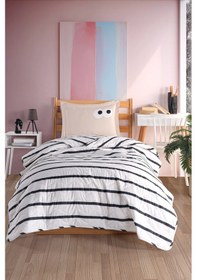 Resim Kapitone Yatak Örtüsü Seti Tek Kişilik Funny Kahve Siyah 