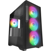 Resim Rampage Cruıser V1 Mesh Temperli Camlı Siyah 4*14CM Rgb Fan Hub+Kumanda+Type-C E-Atx Big-T Gaming Oy 