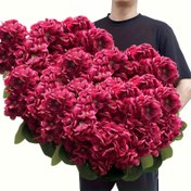 Resim 90 Adet 3 Demet Canlı Bordo Geranium Yapay Çiçek - UV Dayanıklı Sahte Bitkiler, Kırmızı Çiçekli Çalılar, Babalar Günü, Anneler Günü, Mezuniyet Sezonu ve Daha Fazlası İçin Mükemmel. İç Mekan & Dış Mekan Bahçe Dekoru, Düğün, Teras, Tüm Mevsimlerdeki Şenlikli Süsleme için İdeal 