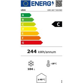 Resim Uğur UDD 165 T D/S R63 C Enerji Sınıfı 104 Lt Sandık Tipi Derin Dondurucu 