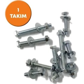 Resim 5/16x70 Akb Anahtar Başlı Civata + Somun + Pul 1 Takım 5/16 X 70 