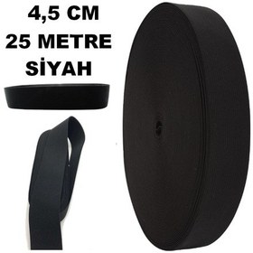 Resim Çamaşır Don Etek Bel Paça Bebe Lastiği Yassı Yumuşak Bel Lastik 25 Metre Siyah-4.5 Cm 