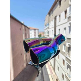 Resim Egzoz Başlığı Kalpli Çift Çıkış Nikelajı Paslanmaz 