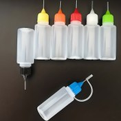 Resim 5 adet 20ml PE iğne ucu sıkma şişesi, esnek gövde yağ uygulayıcı, uçucu yağlar, dövme mürekkebi, tırnak sanatı, gliserin için, renkli kapaklar ve halka sap ile hassas dağıtım. 