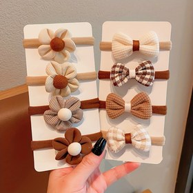 Resim 4/8 adet Basit Polyester Çiçek Kurdele Kadın Elastik Saç Bandı, Sevimli Tatlı Prenses Saç Aksesuarları, Etkisiz, Kadınlar için 