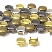 Resim 100 adet Bakır Deri Rivetler, Çeşitli Renklerde Altın/Gümüş/Siyah/Bronz, 4-Prong Yuvarlak Dikenler 6-12mm DIY Jean ve Giyim Aksesuarları için 