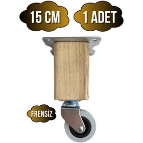 Resim Kale Ahşap Tekerli Ayak Mobilya Masa Dolap Tekerli Ayağı Frensiz 15cm Ceviz Ağacı 1 Adet Açık Ceviz 