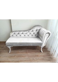 Resim Ters Kol Dekoratif Bihter Koltuk Josefin Puf 130 Cm Beyaz Ayak Beyaz 