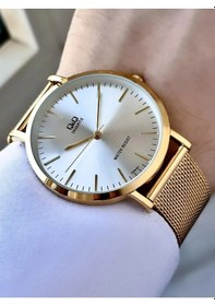 Resim Q&q Qcg2001 İnce Kasa Klasik Hasır Kordonlu Erkek Kol Saati 