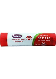 Resim Polmix Jumbo Boy Atık Torbası 10 Adet Kırmızı 80 x 110 CM 800 G 