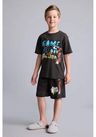 Resim Defacto Regular Fıt Baskılı 2li Antrasit Pijama Takımı Erkek Çocuk H5400a826hsar220 Antrasit-ar220 