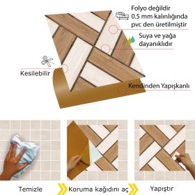 Resim Tink Kendinden Yapışkanlı Ahşap 013 Desenli Pvc Karo 30X30 cm (11 Adet) 1m2 