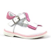 Resim Shoes Center Hakiki Deri Beyaz Pembe Fiyonklu Kız Bebek Çocuk Sandalet Ayakkabı 