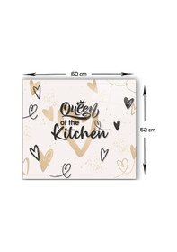 Resim Cam Ocak Arkası Koruyucu | Queen Of The Kitchen Love |52cm x 60cm 