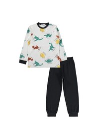 Resim Civil Boys Dinozor Baskılı 6-9 Yaş Pijama Takımı - Gri Füme 