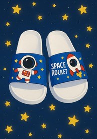Resim Gezer Anatomik Taban Kaydırmaz Taban Havuz Deniz Ev Sokak Çocuk Terlik (ASTRONOT DESEN) 