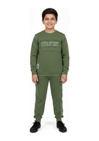 Resim Baglan Erkek Çocuk Önü Baskılı Sweatshirt Ve Eşofman Alt Takım Bgl-st05248 Yeşil 