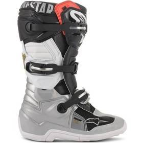 Resim Alpinestars Tech 7s Kros Çocuk Motosiklet Botu Siyah Gri Beyaz Altın 