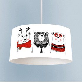 Resim BAMBAŞKA MODA BEBEK VE ÇOCUK ODASI Sevimli 3'lü Ayı ve Yol Desenli Avize 