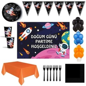 Resim Uzay Tema 24 Kişilik Afişli Doğum Günü Parti Seti 