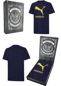 Resim Fenerbahçe Puma Sıfır Yaka Lacivert T-shirt Hediyelik Ahşap Kutulu 