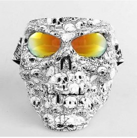 Resim Kafatası Yüz Maskesi Gözlüklü Motosiklet Toz Maskeleri Kask Moto Kasko Bisiklet Yüz Kalkanı Hd Bisiklet Gözlükleri Uv400 Erkekler Kadınlar İçin Bej 