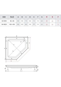 Resim Shower 100X100 Batura Beşgen Duş Teknesi 