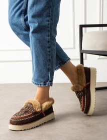 Resim ShoeTek Liyi Kadın Kısa İçi Kürklü Hafif Tabanlı Kahverengi Süet 