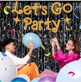 Resim Siyah Renk Ekstra Metalize Parlak Saçaklı Arka Fon Perde İthal A Kalite 1x2 Metre Diğer 