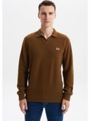 Resim Arma Erkek Regular Fit Polo Yaka Sweatshirt Karbon Fırçalı Selanik, %65 Pamuk %35 Polyester, Düğmesiz Basic K30554698602 Kahverengi-k7 