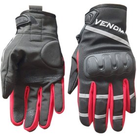 Resim Venom Vn9010 Softshell Korumalı Motosiklet Eldivenı Kırmızı Siyah 