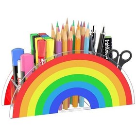 Resim Ganzhoushop Gökkuşağı Kalemlik, Masa İçin Akrilik Kalemlik Düzenleyici. 