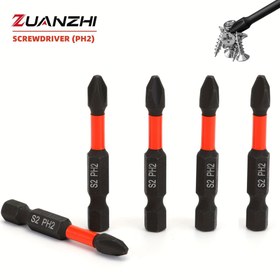 Resim 5 adet/10 adet Phillips PH2 Manyetik Kaymaz Tornavida Ucu Seti 5.08cm L TS2 Alet Çeliği HRC63 Kaymaz Uzun Matkap Uçları 1/4 Altıgen Saplı Çapraz Tek ve Çift Başlı Uçlar Vida Darbe Sürücü Uçları 