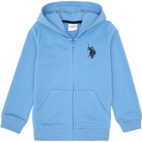Resim U.S. Polo Assn. Erkek Çocuk Açık Mavi Fermuarlı Kapüşonlu Sweatshirt 50316706-VR003 
