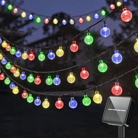 Resim Güneş Enerjili LED Balon Işıklı Şerit 60/30, Su Geçirmez Bahçe Peri Işıkları, Noel Düğün Doğum Günü Parti Atmosfer Aydınlatması, Bahçe Çim Teras Dekoratif Işık Şeridi 